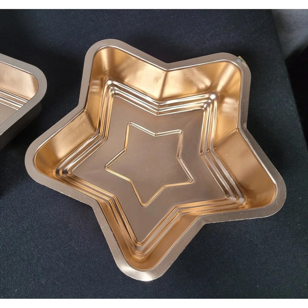 Vintage 1960s Copper-Toned Aluminum Star Jello Mold Wall Decor - Set of 2